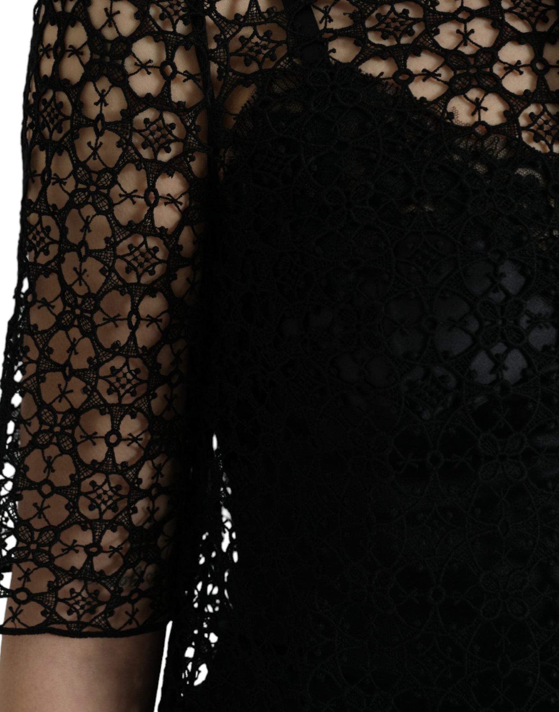 Dolce & Gabbana Schwarzes Blusentop mit floraler Spitze und kurzen Ärmeln