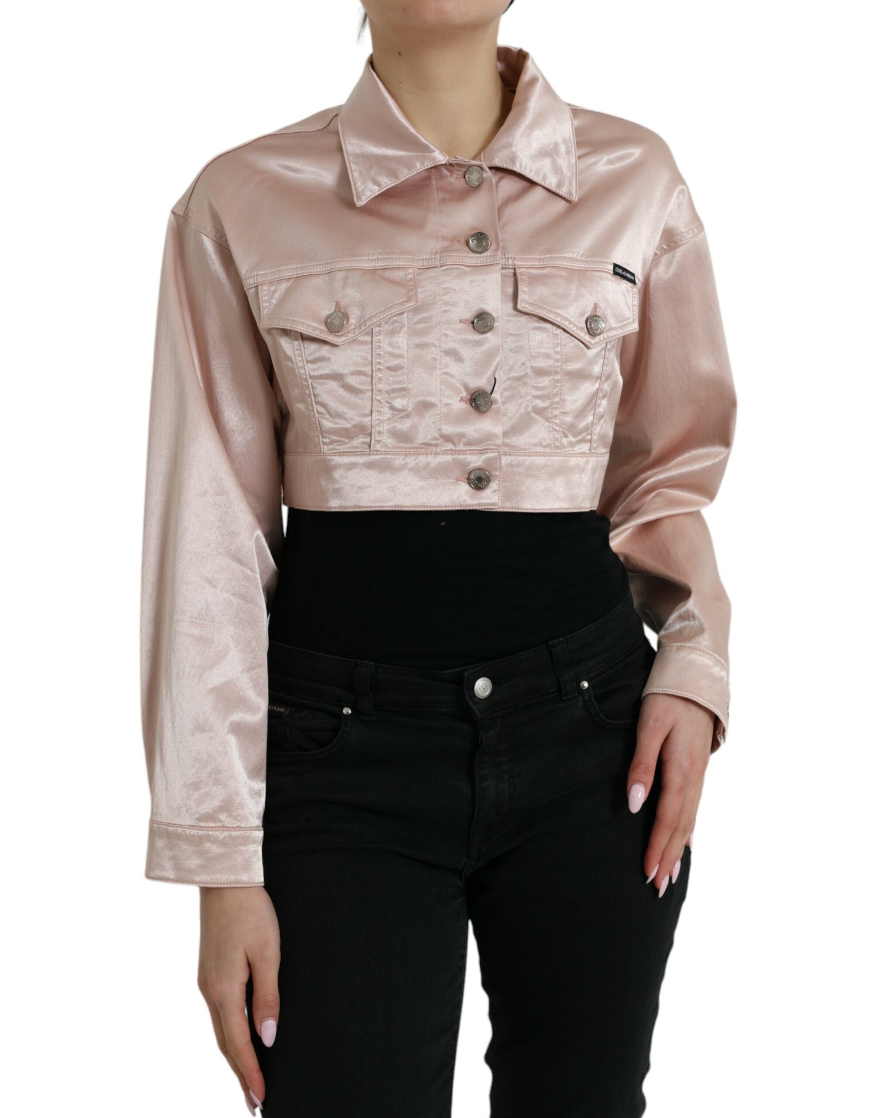 Dolce & Gabbana Rosa Baumwoll-Stretch-Cropped-Jacke