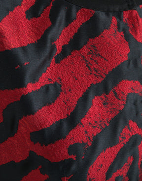 Dolce & Gabbana Schwarz Rot Gemusterter Kurzmantel Jacke