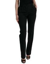 Dolce & Gabbana Schwarze Wolle Mid Waist Tapered Pants