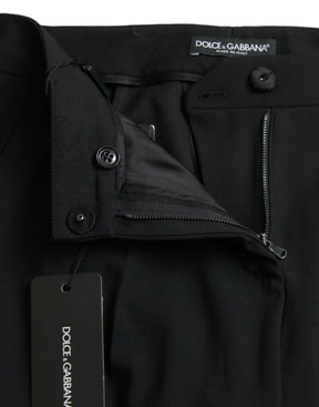Dolce & Gabbana Schwarze Wolle Mid Waist Tapered Pants
