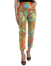 Dolce & Gabbana Multicolor Tie Dye mit Pailletten besetzte Hose mit hoher Taille