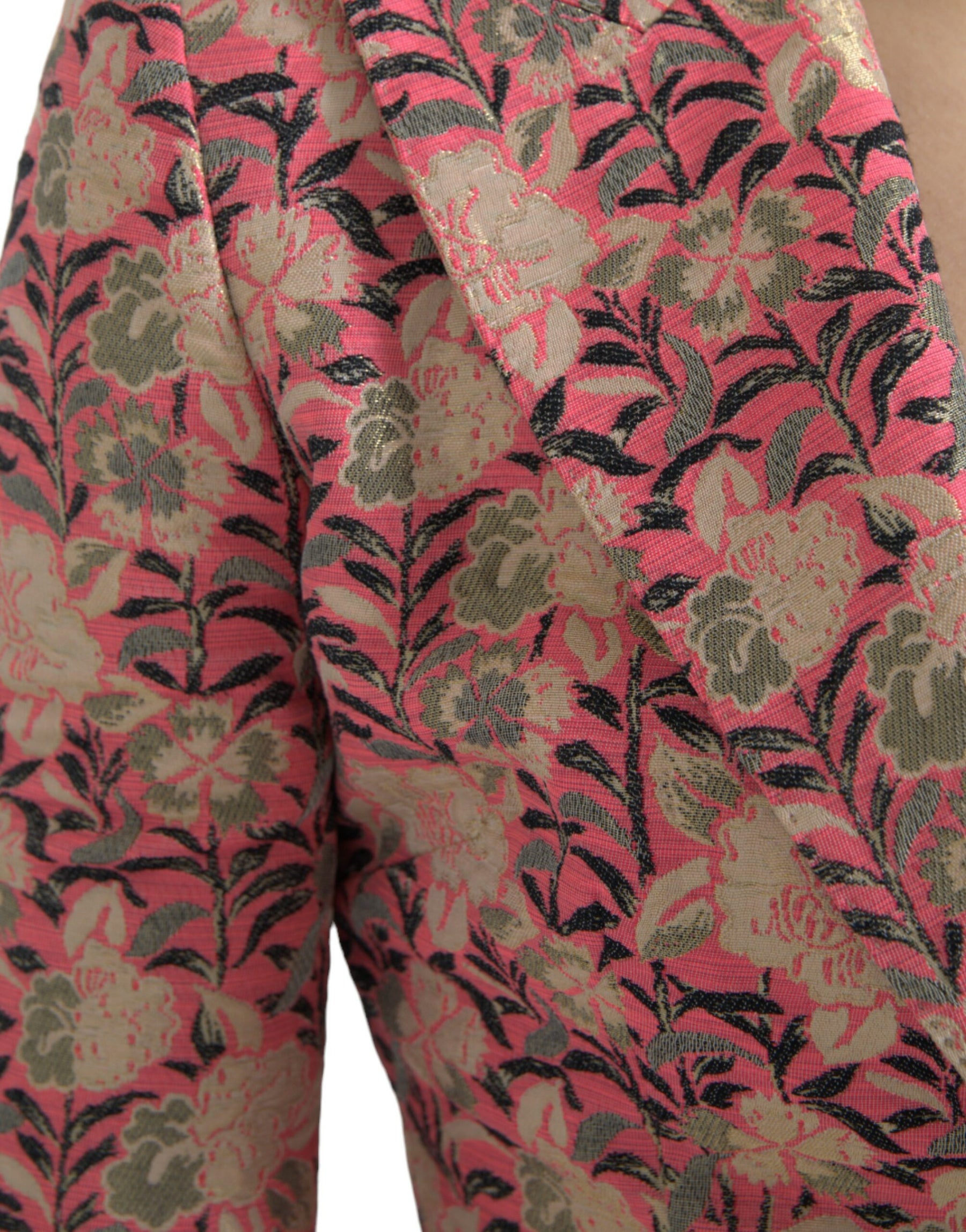 Dolce & Gabbana Rosa Floral Jacquard Slim Fit 2 Stück Anzug