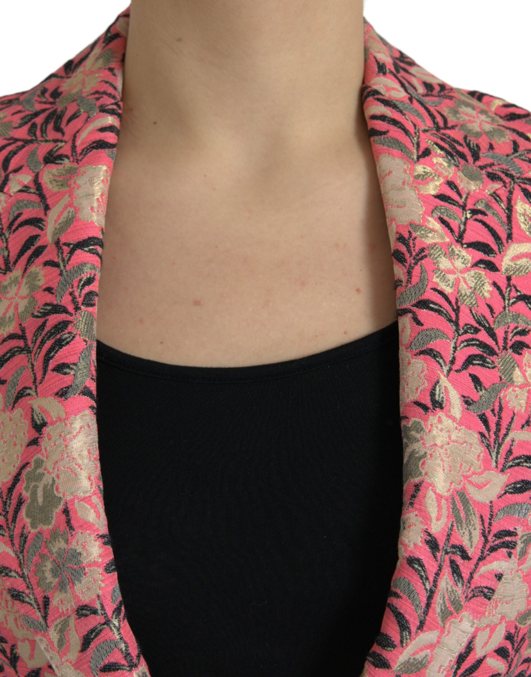 Dolce & Gabbana Rosa Floral Jacquard Slim Fit 2 Stück Anzug