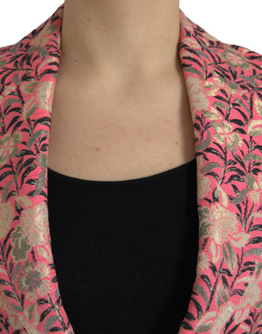 Dolce & Gabbana Rosa Floral Jacquard Slim Fit 2 Stück Anzug