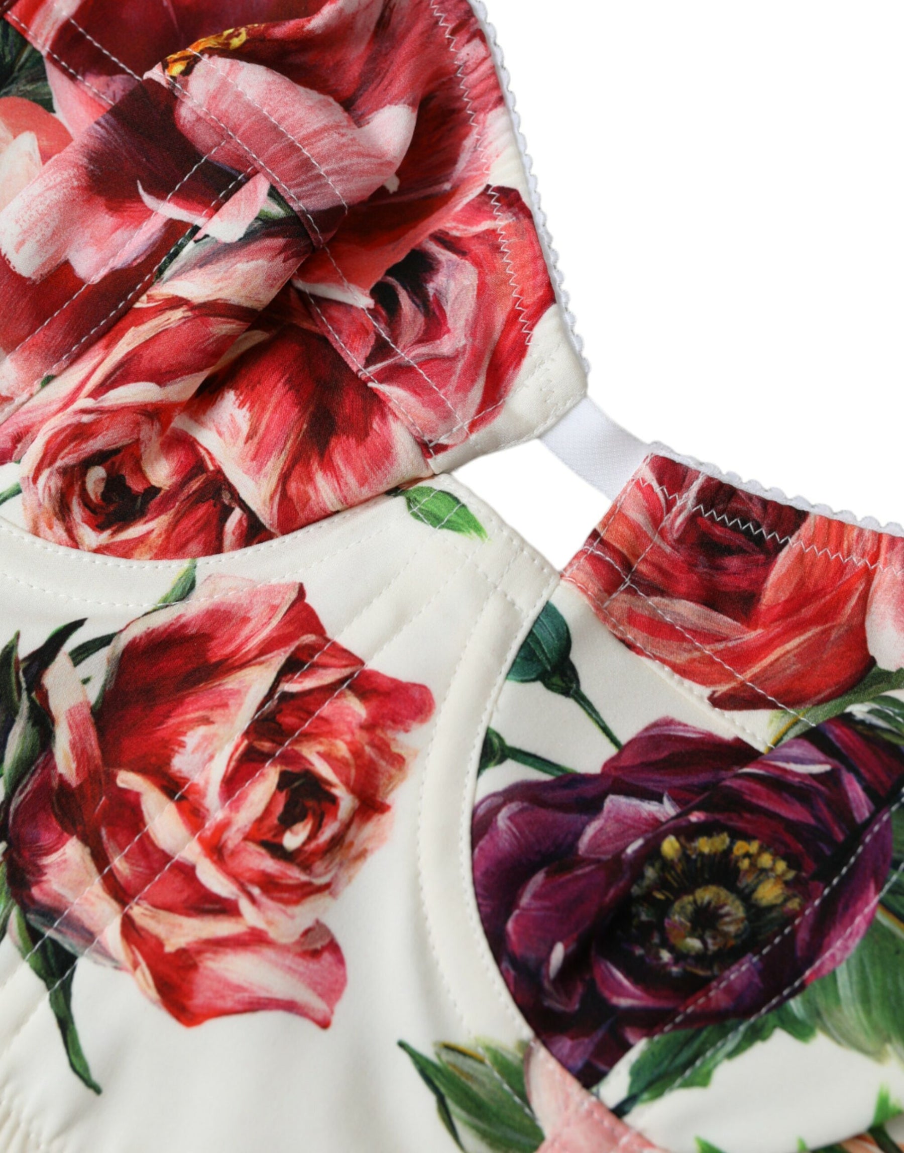 Dolce & Gabbana Multicolor Floral Ärmelloses Bustier Crop Top