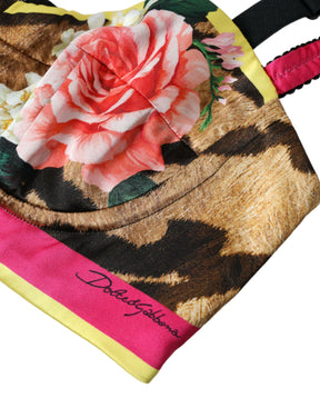 Dolce & Gabbana Multicolor Floral Ärmelloses Bustier Crop Top