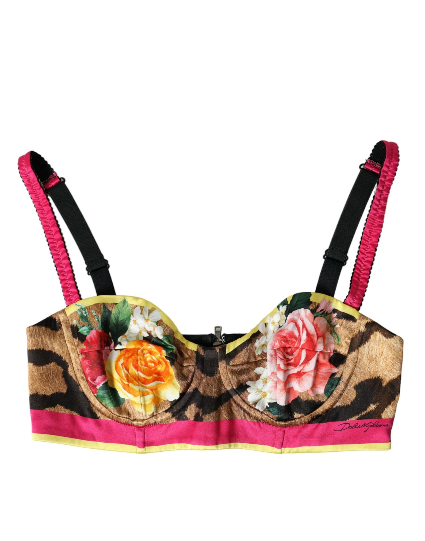 Dolce & Gabbana Multicolor Floral Ärmelloses Bustier Crop Top