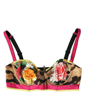 Dolce & Gabbana Multicolor Floral Ärmelloses Bustier Crop Top
