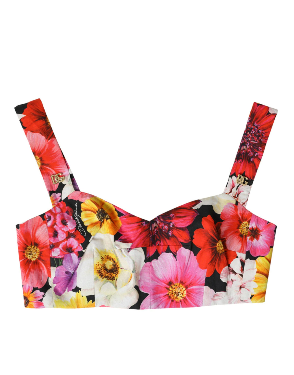 Dolce & Gabbana Multicolor Floral Ärmelloses Bustier Crop Top