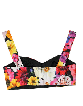 Dolce & Gabbana Multicolor Floral Ärmelloses Bustier Crop Top