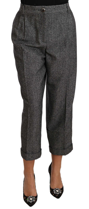 Dolce & Gabbana Graue Plissee-Hose aus Wolle
