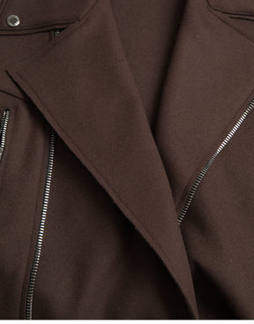 Dolce & Gabbana Brauner Mantel Kurze Biker-Wolljacke