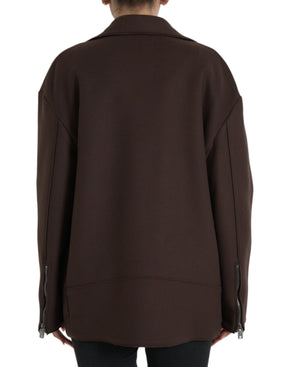 Dolce & Gabbana Brauner Mantel Kurze Biker-Wolljacke