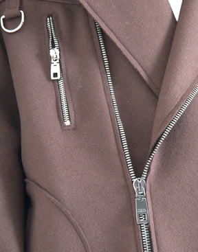 Dolce & Gabbana Brauner Mantel Kurze Biker-Wolljacke