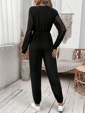 Black Long Sleeve Plain Jumpsuit - Eleganter Herbsts-Style & Vielseitiger Komfort