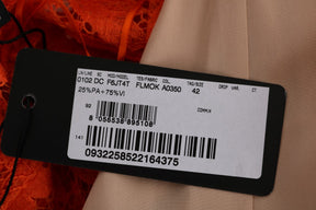 Dolce & Gabbana Orangefarbenes geblümtes langes Ricamo Etuikleid