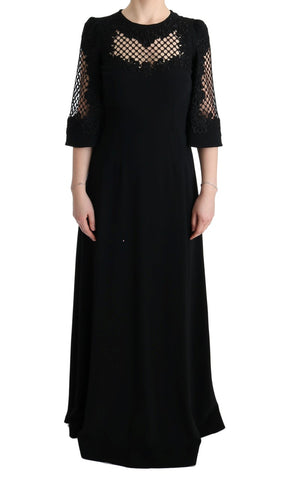 Dolce & Gabbana Schwarzes langes Stretch-Maxikleid in Shift-Form