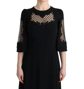 Dolce & Gabbana Schwarzes langes Stretch-Maxikleid in Shift-Form
