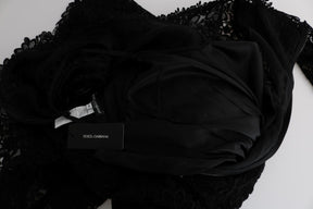 Dolce & Gabbana Schwarzes geblümtes langes Ricamo Etuikleid