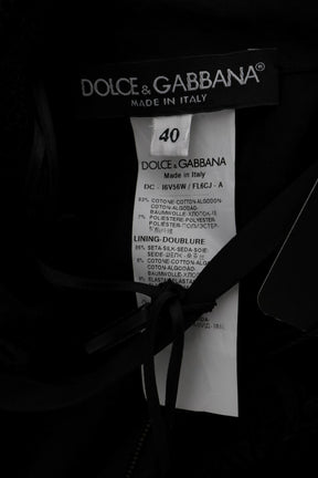 Dolce & Gabbana Schwarzes geblümtes langes Ricamo Etuikleid