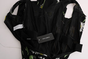 Dolce & Gabbana Sonnenblume Seidenstretch-Etuikleid