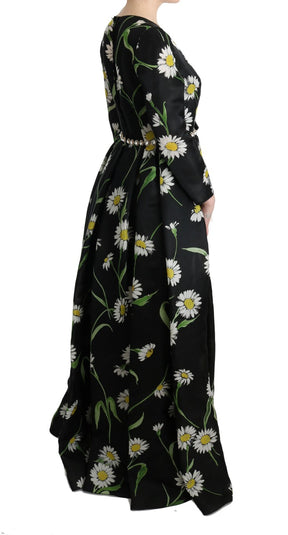 Dolce & Gabbana Langes Maxikleid mit Sonnenblumendruck aus Seide in Multicolor