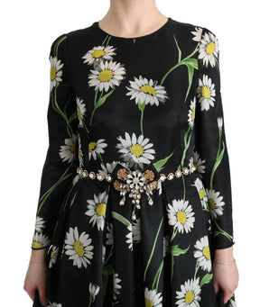 Dolce & Gabbana Langes Maxikleid mit Sonnenblumendruck aus Seide in Multicolor
