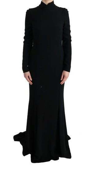 Dolce & Gabbana Schwarzes langes Stretch-Etuikleid