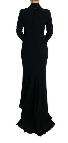 Dolce & Gabbana Schwarzes langes Stretch-Etuikleid