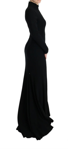 Dolce & Gabbana Schwarzes langes Stretch-Etuikleid