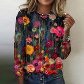 Winter Longsleeve mit buntem Blumenprint – figurumschmeichelnd