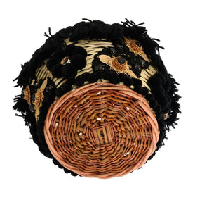 Dolce & Gabbana Beige Stroh Schlangenhaut Pom Pom Kristall AGNESE Tasche