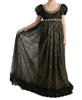 Dolce & Gabbana Schwarz-Gelbes Kristall-Spitzen-Shiftkleid