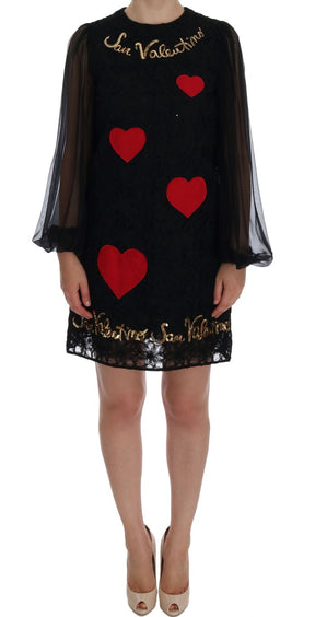 Dolce & Gabbana Schwarzes San Valentino Etuikleid mit Pailletten