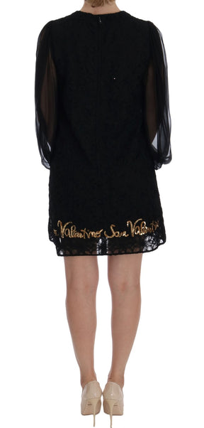 Dolce & Gabbana Schwarzes San Valentino Etuikleid mit Pailletten