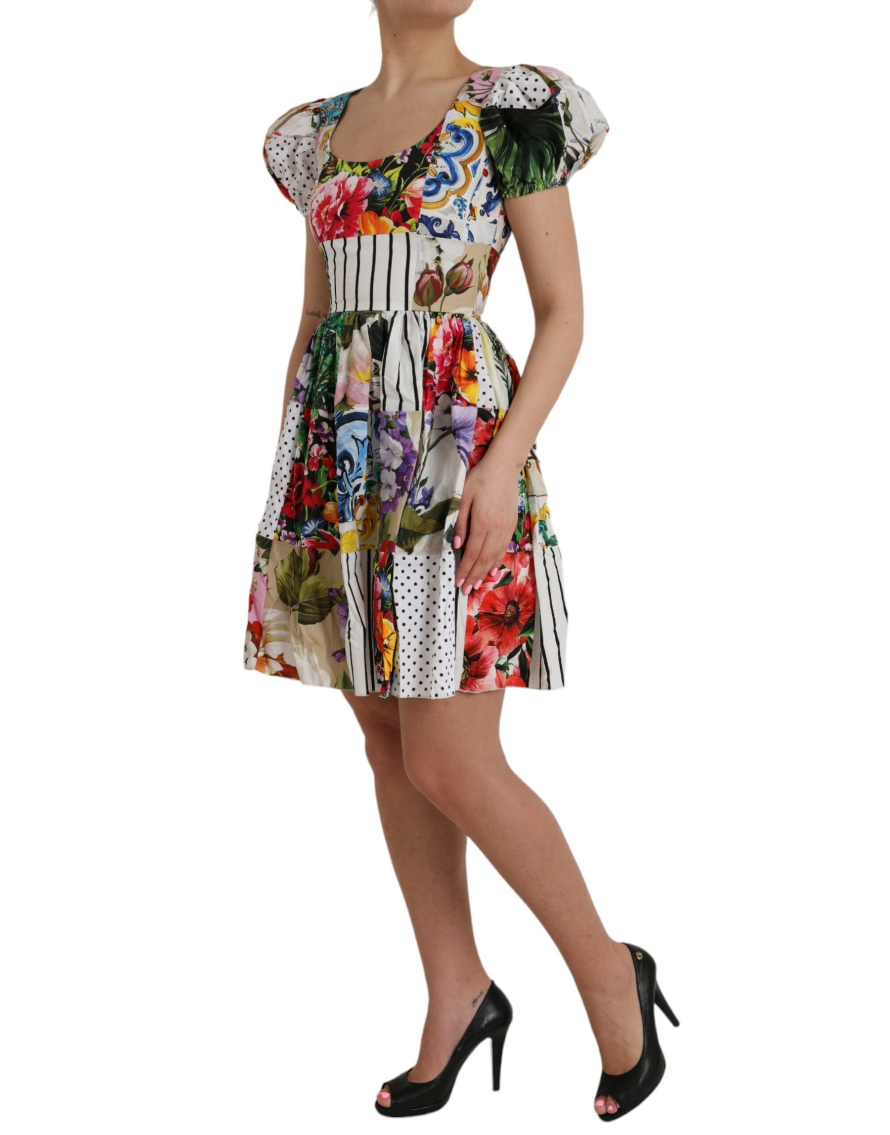Dolce & Gabbana Multicolor Patchwork-Baumwoll-Minikleid Aline