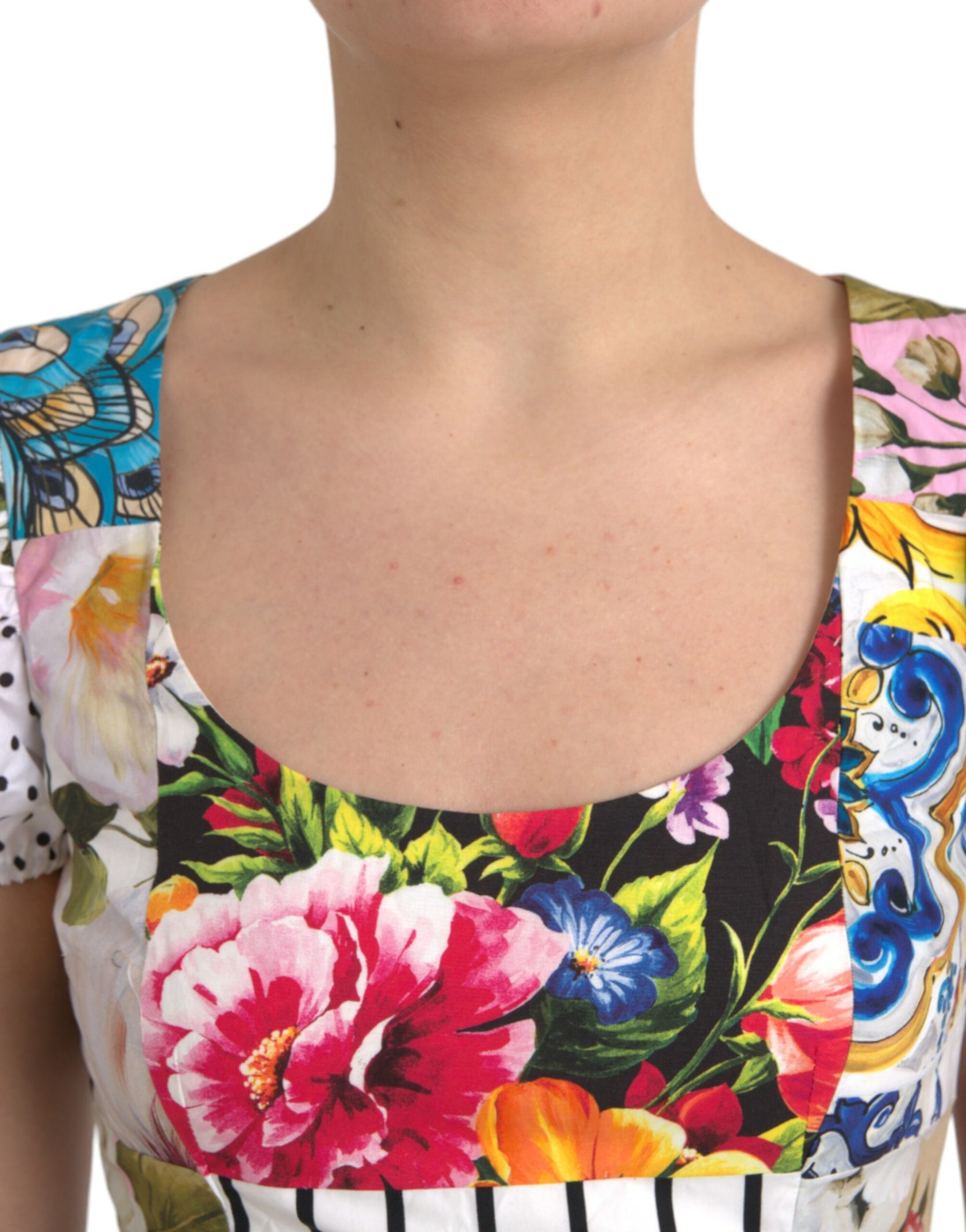 Dolce & Gabbana Multicolor Patchwork-Baumwoll-Minikleid Aline