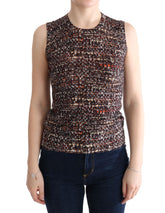 Dolce & Gabbana Mehrfarbig bedrucktes Strick-Top T-Shirt aus Wolle