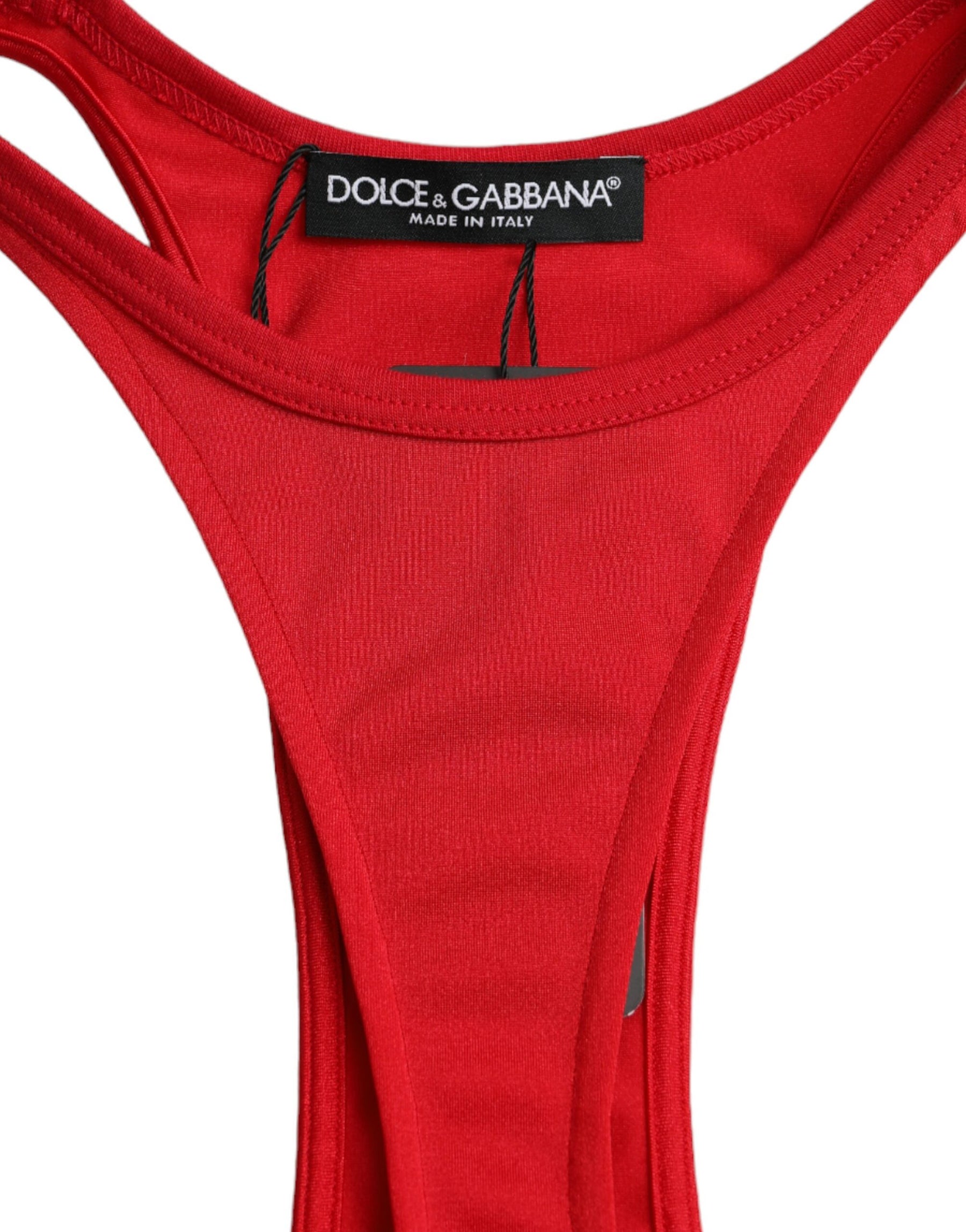 Dolce & Gabbana Rotes Nylon Stretch Bodycon Etuikleid Mini Dress