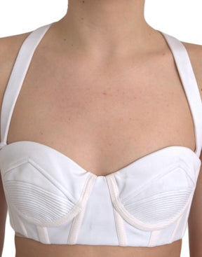 Versace Weißes Viskose Bustier Ärmelloses Cropped Top