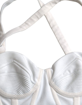 Versace Weißes Viskose Bustier Ärmelloses Cropped Top