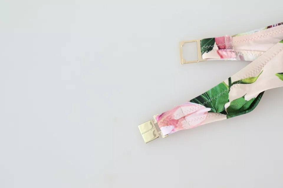 Dolce & Gabbana Rosa Floral Print Badeanzug Bademode Bikini-Oberteil