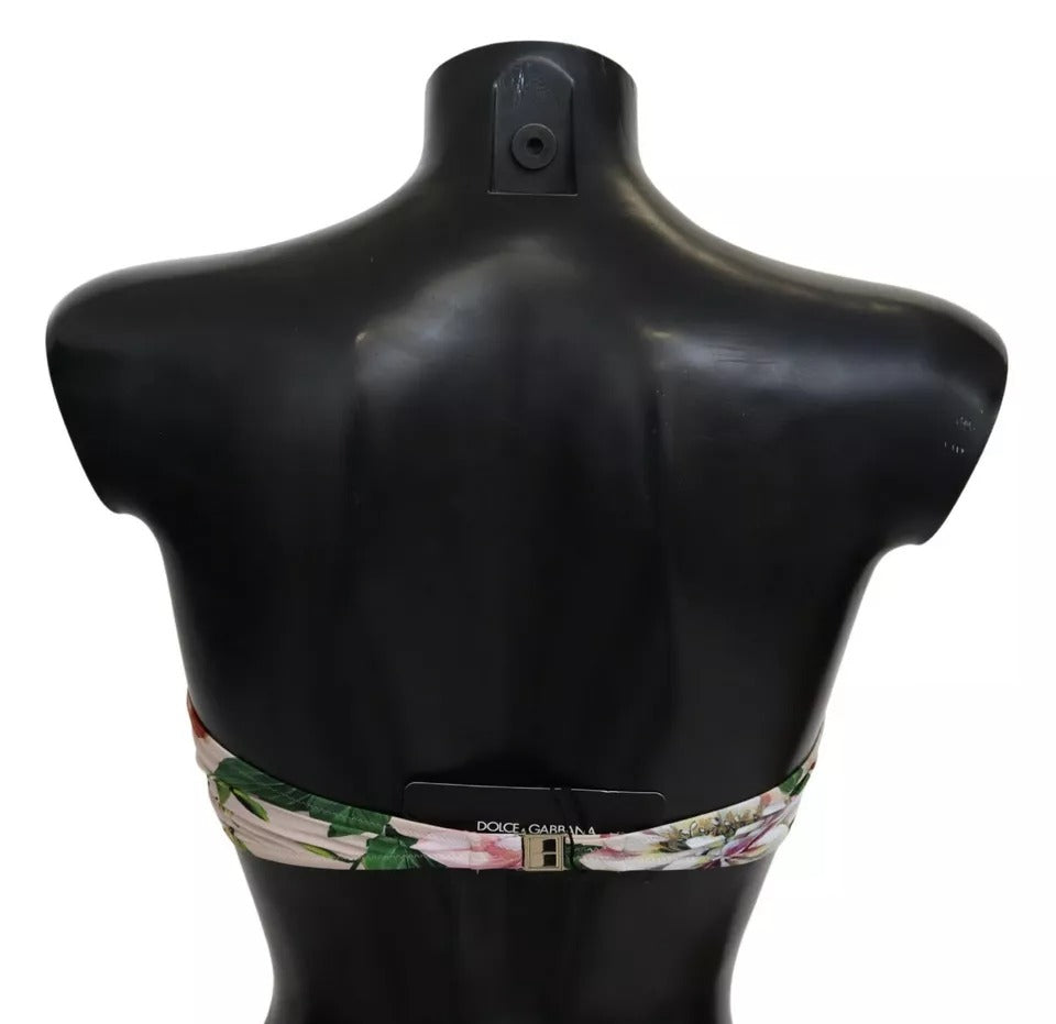 Dolce & Gabbana Rosa Floral Print Badeanzug Bademode Bikini-Oberteil