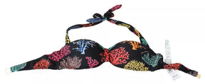 Dolce & Gabbana Schwarzer Korallen Print Badeanzug Beachwear Bikini Top