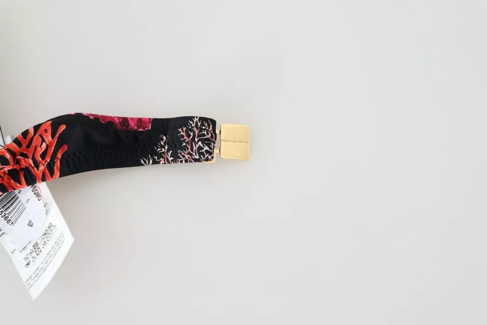 Dolce & Gabbana Schwarzer Korallen Print Badeanzug Beachwear Bikini Top