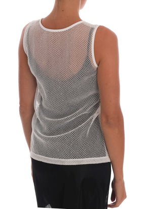 Dolce & Gabbana Weißes Netz-Tank-Transparent-Top