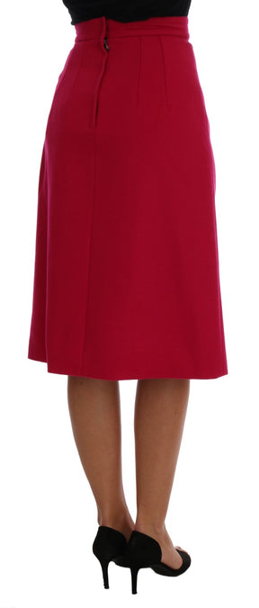 Dolce & Gabbana Knielanger A-Linien-Rock aus rosa Wolle