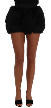 Dolce & Gabbana Schwarze Lammfuchsfell Mini Hot Pants