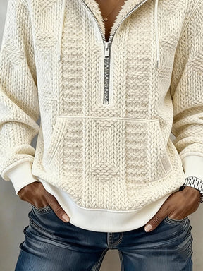 Kuscheliges Damen Winter Hoodie Sweatshirt in Creme
